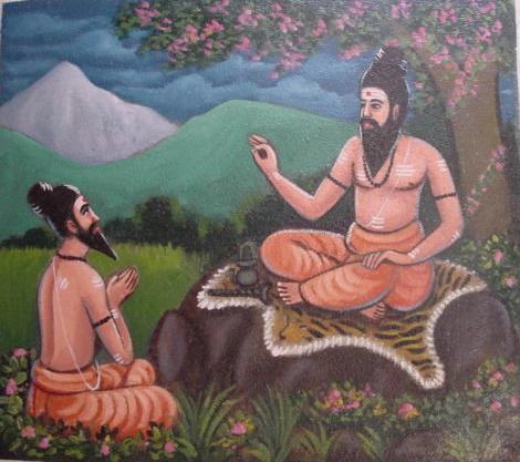 Bhogar receiving instructions from his teacher, Kaalaangi Naathar